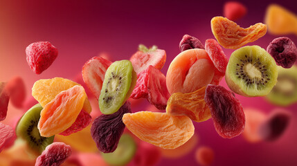 Assortment of Dried Fruits and Berries in Motion