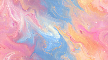 Abstract pastel marbling with glittering gold specks