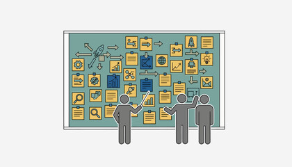 A brainstorming session with a wall covered in postit notes each note representing innovative ideas related to market expansion strategies.