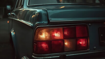 Vintage Car Tail Light: A close-up shot of a classic vintage car's tail light, radiating a warm, inviting glow, hinting at a journey down the open road and the freedom of the past.