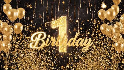 Golden Number Two Celebration with Fireworks and Festive Balloons.