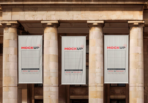 Banners on Entrance Mockup