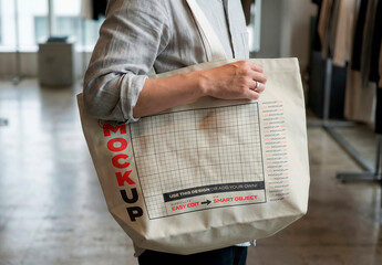 Casual Tote Bag Mockup on Clothes Store