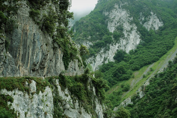  Xanas gorge hiking trail in Asturias, Northern Spain 
