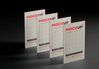Four Vertical Stand Cards Mockup
