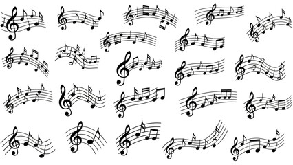 Collection of musical notes and symbols, representing the universal language of music, perfect for creative projects