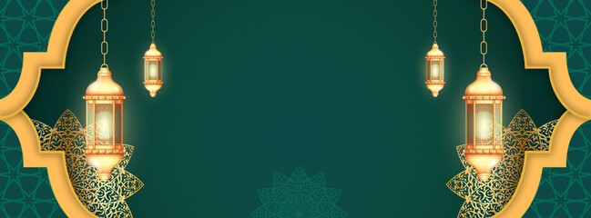 Arabesque Lantern Ornament Islamic Banner untuk Template Ramadan © Rudi