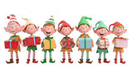 cute cartoon elves in winter clothing collection set