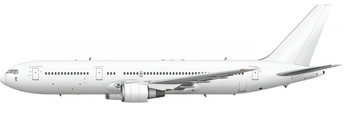 blank white passenger plane in flight