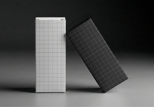 Rectangular Vertical Packaging Boxes Mockup
