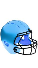 Fototapeta premium Mockup of a blue American football helmet with a black protective net on a transparent background