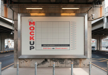 Street Horizontal Sign Mockup under Bridge