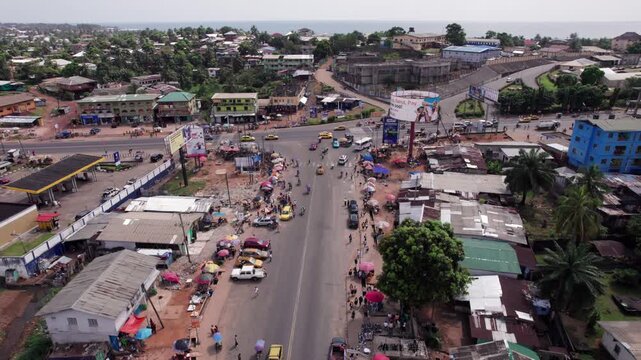 Aerial shot of Monrovia, Liberia West Africa