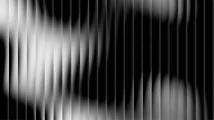 Ribbed glass background with refraction effect. Reeded glass with black and white gradient. Abstract vector background