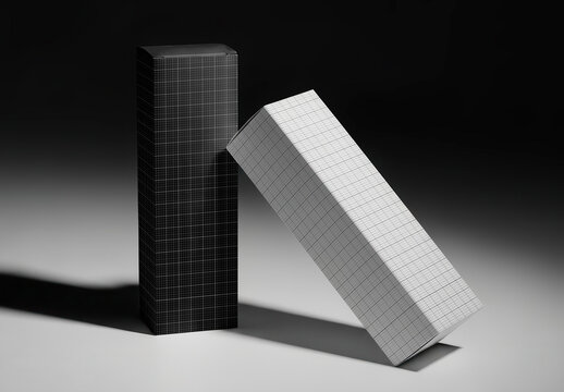 Vertical Stand Packaging Boxes Mockup