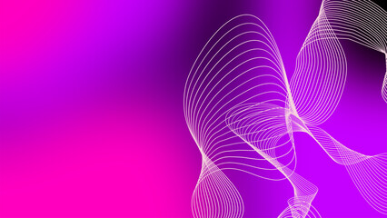 Minimalist dynamic white line pattern with dark purple and pink blur gradation as background and wallpaper