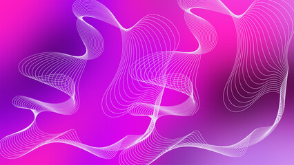 Dynamic white line pattern with dark purple and pink blur gradation as background and wallpaper