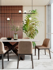 Fototapeta premium Large luxury modern bright interiors Living room mockup illustration 3D rendering image