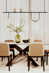 Large luxury modern bright interiors Living room mockup illustration 3D rendering image