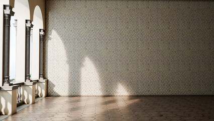 Naklejka premium Large luxury modern bright interiors Living room mockup illustration 3D rendering image