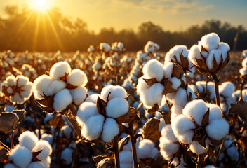 White cotton plant flowers . Generative AI