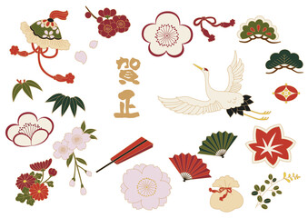 年賀状にも使える和柄パーツセット