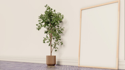 Naklejka premium Large luxury modern bright interiors Living room mockup illustration 3D rendering image