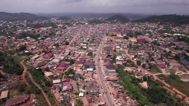 Aerial shot of Tarkwa township in Ghana