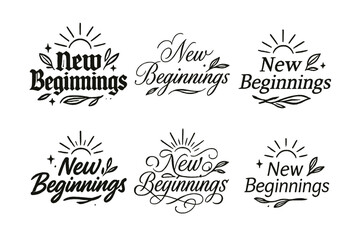 Calligraphy Styles Showcase. New Beginnings. Create a calligraphy lettering illustration of the phrase: New