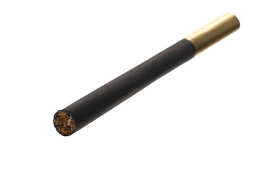 luxury golden black cigarette with high-quality tobacco isolated on white background, clipping path