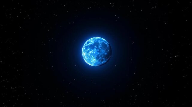 青く輝く幻想的な満月 ズームアウト