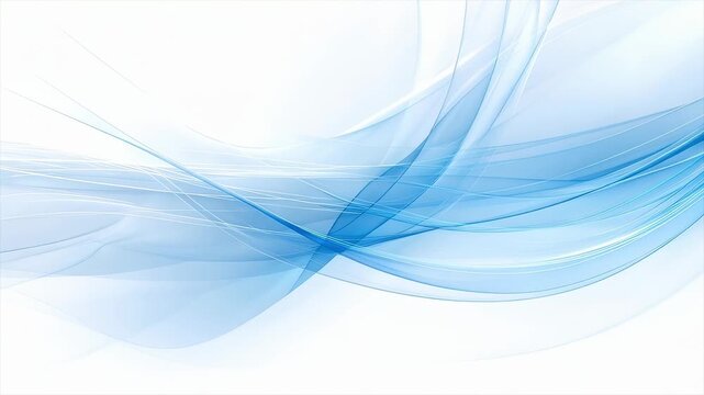 青い流線が柔らかく波打つリラックスできる抽象的な背景動画