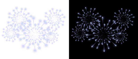 Fireworks explosion isolated on transparent background. Festive salute PNG, holiday celebration effect.