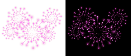 Fireworks explosion isolated on transparent background. Festive salute PNG, holiday celebration effect.