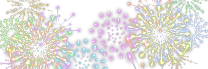 Bright colorful fireworks explosion, celebration salute effect. PNG fireworks for holiday, events, and party.
