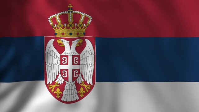 Serbian flag waving in the wind montage