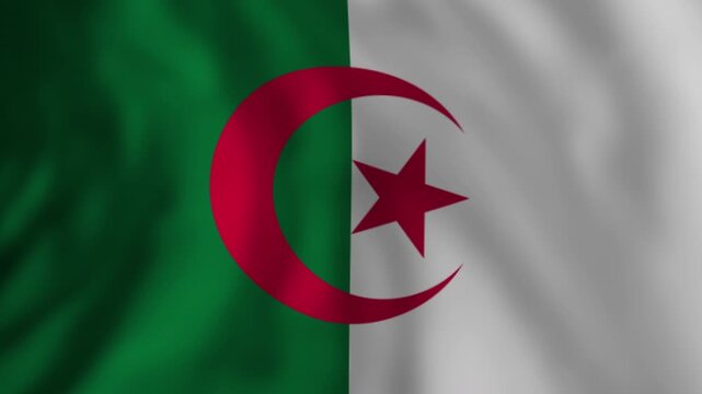 Algerian flag waving in the wind montage