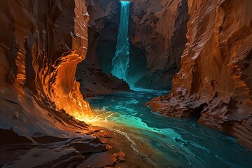 waterfall in the canyon of fire
