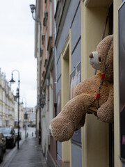 teddy bear in the street