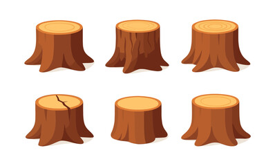 Tree stump vector illustrations. Tree stumps set