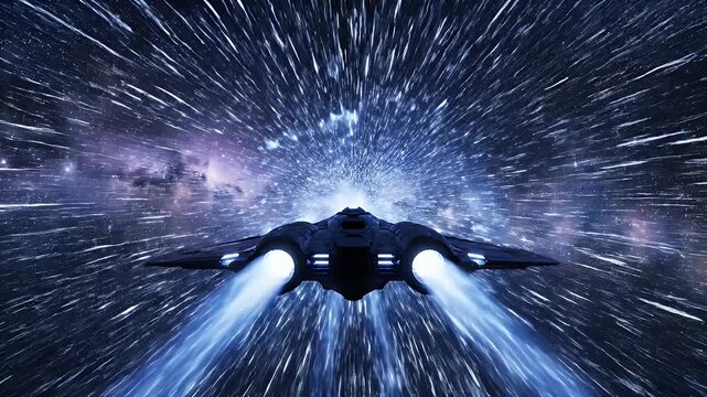Spaceship traveling through hyperspace a futuristic journey through the cosmos.