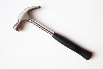 Silver hammer on white background