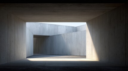 Modern concrete architecture with geometric forms and natural light.