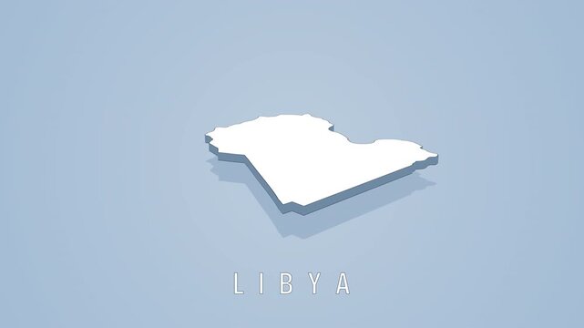 Rotating 3d map of libya on solid background