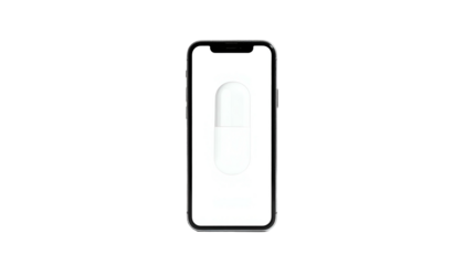 Smartphone screen displaying a white capsule on a solid black background