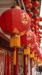Fototapeta premium Chinese red lanternsa Chinese decorations cultural lanterns hanging lanterns red lanterns