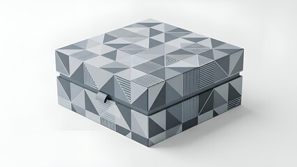 Fototapeta premium Geometric Patterned Box with Gray and White Triangular Design for Modern Decor or Packaging