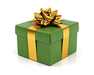 Obraz premium Green Gift Box with Gold Ribbon