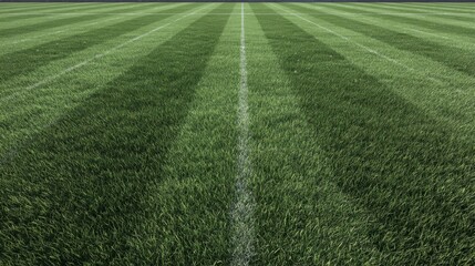 Obraz premium Green Field Lines: Perspective view of meticulously maintained green field with straight white lines, creating a visual symphony of order and vibrant texture.