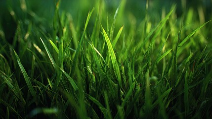 Obraz premium a close up view of green grass in a field, showcasing tall blades that rise above the ground. the grass has small spikes along its length, indicating it might be an invasive species